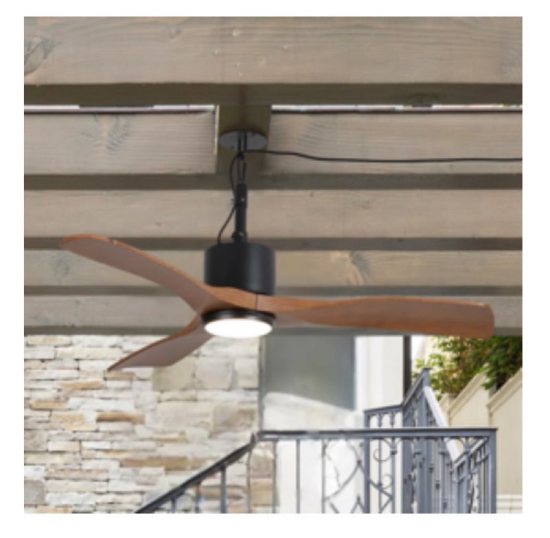 42" Wet Rated Outdoor Propeller Ceiling Fan with Dimmable LED Lights and Remote Control, IP65 Waterproof Plug-in Ceiling Fan with 3 Color LED Light