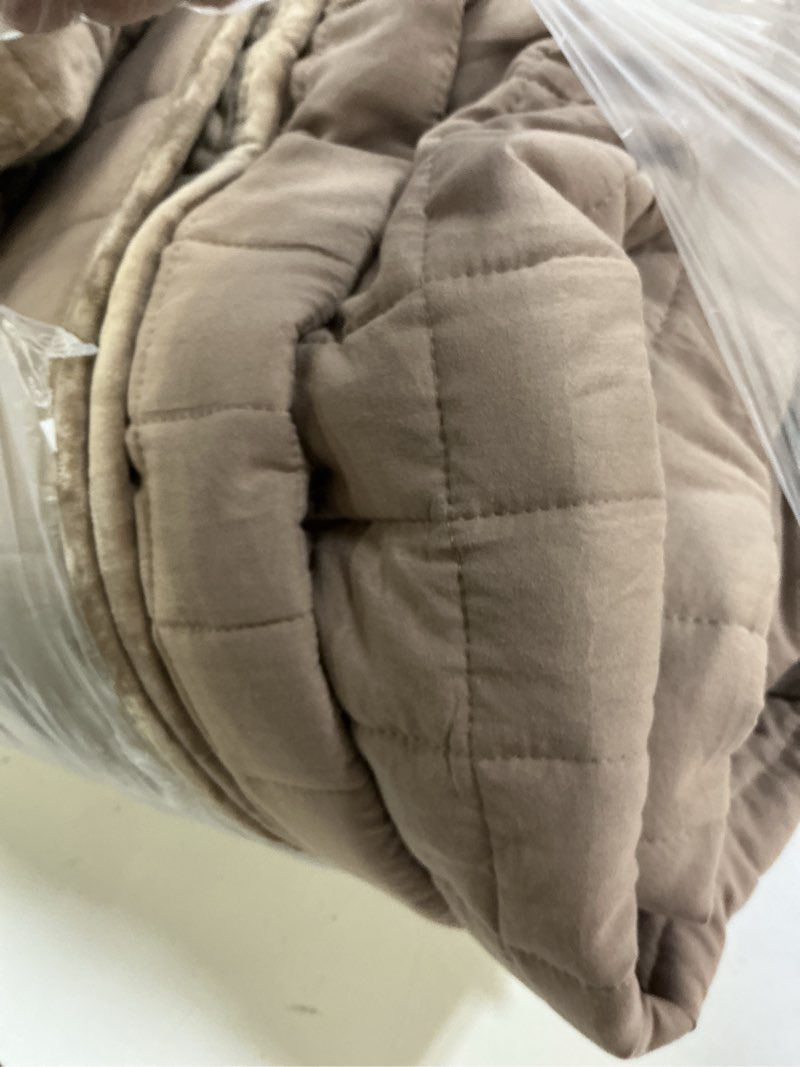 Condition photo showing Good Condition for RECYCO Luxury Velvet Quilt King Size Bedding Set, Ultra Soft Velvet Comforter Set, Lightweight Quilted Channel Box Stitch Oversized Bedspread Coverlet for All Season, with 2 Shams, Natural Tan King/Cal King (108" x 92") Natural Tan