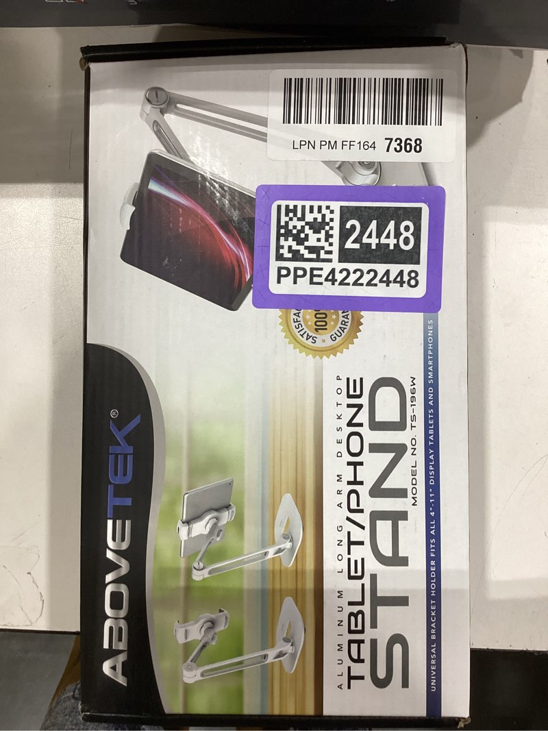 Condition photo showing Good Condition for AboveTEK Multi-Angle Adjustable Tablet Stand, 360 Swivel iPad Stand Aluminum Desk Mount Fits 4'-11" Tablets White