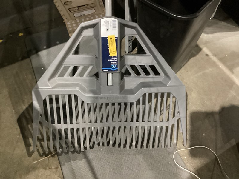 Condition photo showing As Is for project source 26-in plastic leaf rake with steel handle