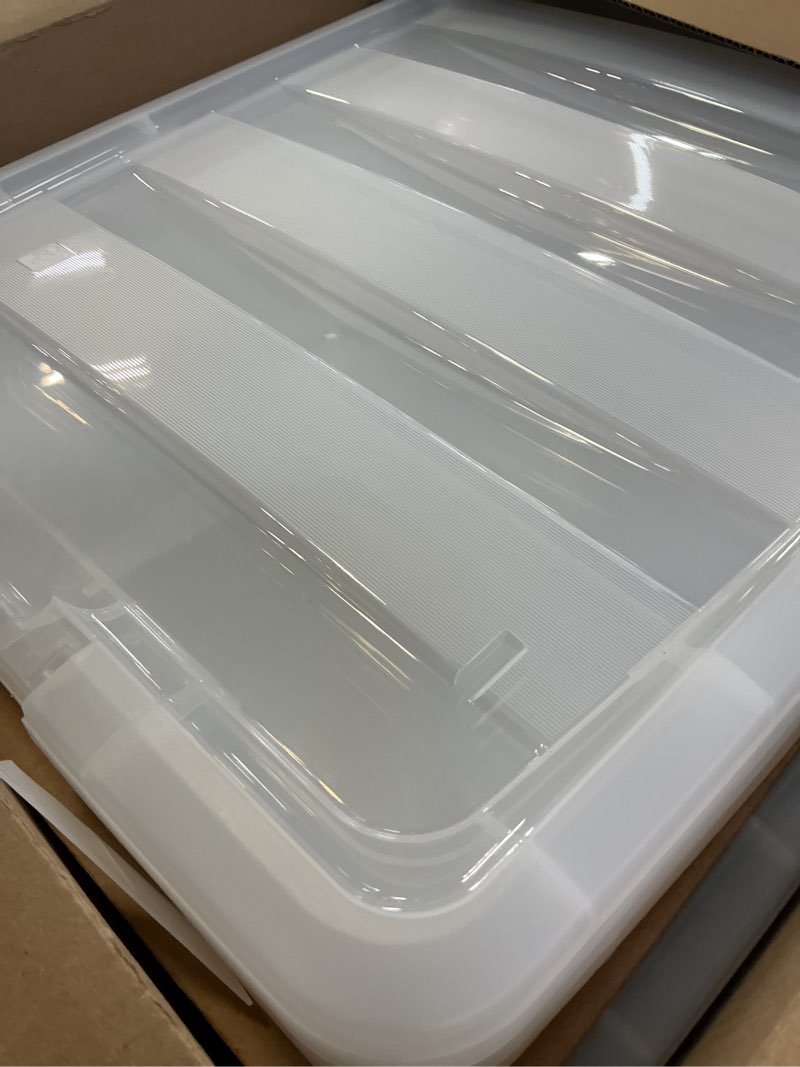Condition photo showing Good Condition for iris usa 72 qt plastic storage box with lid and latches - 4 pack - bpa-free, see-through organizing solution, durable nestable stackable containers, secure pull handle - clear clear 72 qt 4 pack