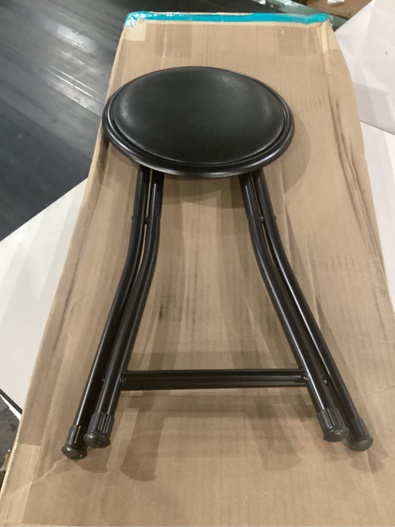Condition photo showing Good Condition for lavish home backless folding stool with 225lb capacity for kitchen or rec room - portable indoor counter bar stools (18-inch, black) 18 inch