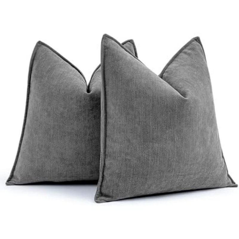 chenille decorative pillow covers 20x20 inch set of 2, soft & luxury throw pillow cases for couch, b