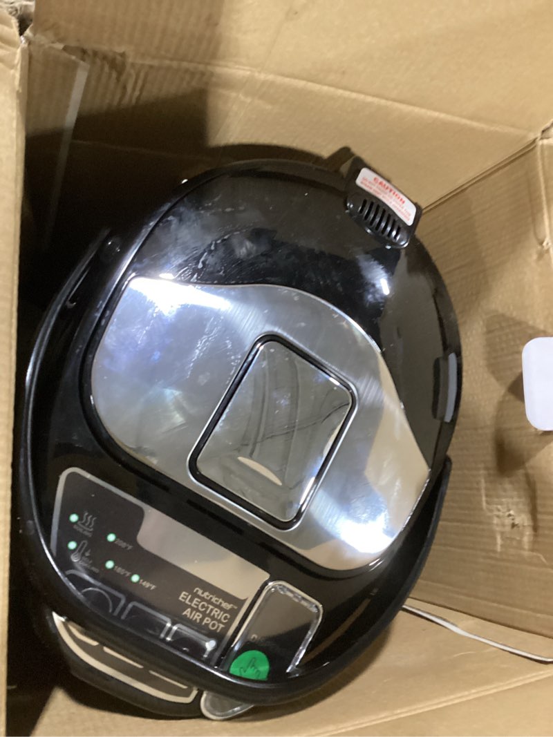 Condition photo showing As Is for NutriChef Electric Water Boiler and Warmer - 5L/5.28 Qt Stainless Steel Hot Water Dispenser w/Rotating Base, Keep Warm Temperature Set, Auto Shut Off, Safety Lock, Instant Heating for Coffee & Tea 5.3 Quarts
