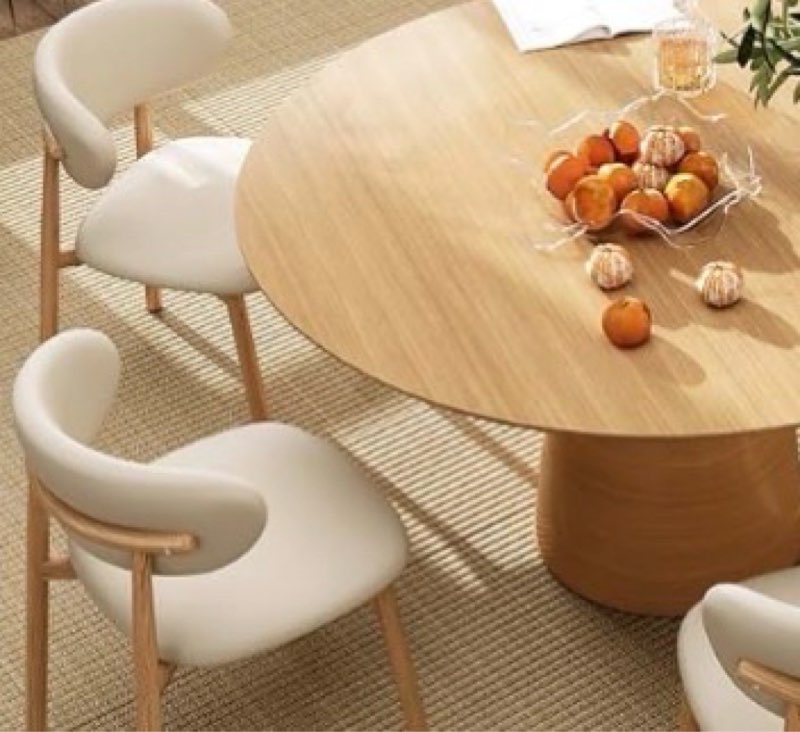 Furniliving Wooden Dining Chairs Set of 2, Mid-Century Modern Linen Upholstered Kitchen Chair with S