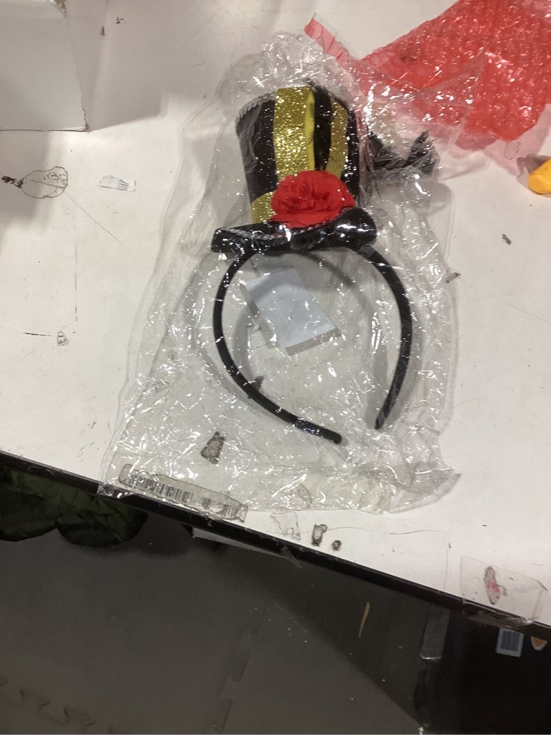 Condition photo showing Good Condition for Similar product Black Mini Top Hat Headband Fascinator Ostrich Feather Top Hat for Ringmaster Circus Costume Accessories Party Derby Tea Party Halloween Carnival Mardi Gras Xmas