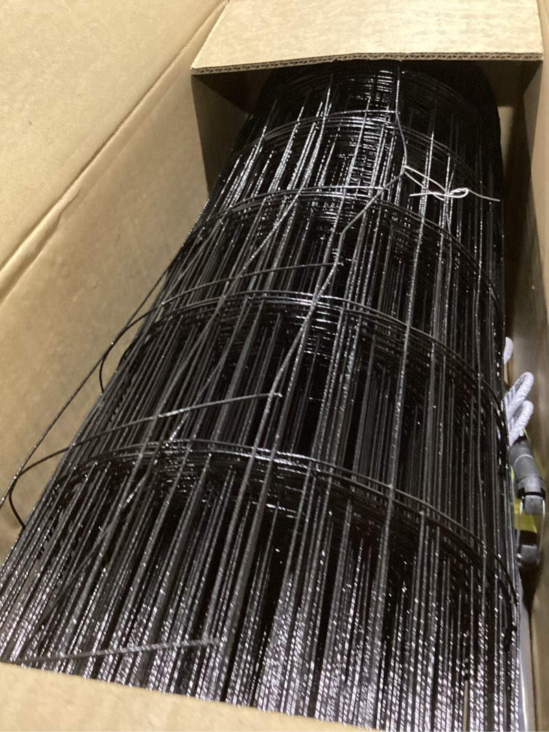 Condition photo showing As Is for tongmo 2 ft x 100 ft black pvc coated welded wire fence, 16ga garden chicken wire fence roll, mesh size 2" x 4" hardware cloth, ideal for yard protection and poultry netting 2ft*100ft black
