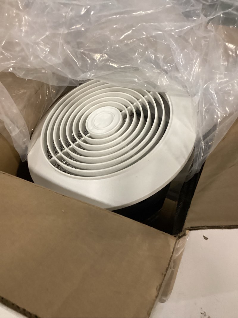 Condition photo showing As Is for 512M Bathroom Exhaust Fan, 6 Inch Wall Mounted Kitchen Exhaust Fan with White Grille, 80 CFM 4.0 Sones, 15-Inch Retractable Duct, Garage Fan, Bathroom Fan, Attic Fan