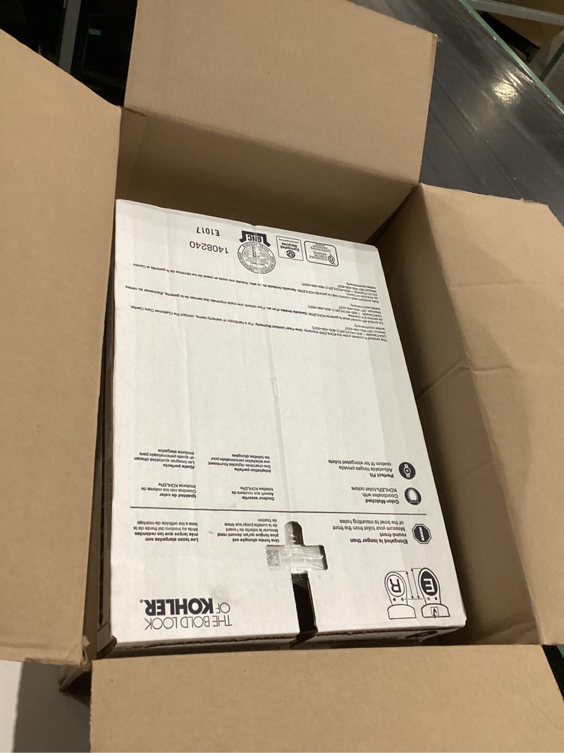 Condition photo showing As Is for KOHLER 20110-0 Brevia, Slow Close Toilet Seat, Elongated Toilet Seat, Grip-Tight Bumpers Quick-Attach Hardware, White White Elongated Quiet-Close