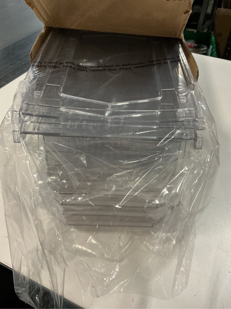 Condition photo showing New/Like New for 2 Set, 2 Tier Clear Organizer with Dividers for Cabinet, Shlef, Counter - MultiUse Slide-Out Storage Container - Kitchen, Pantry, Medicine Cupboard Bins, Bathroom, Vanity Makeup, Under Sink Organizing 8" W - 2 Set