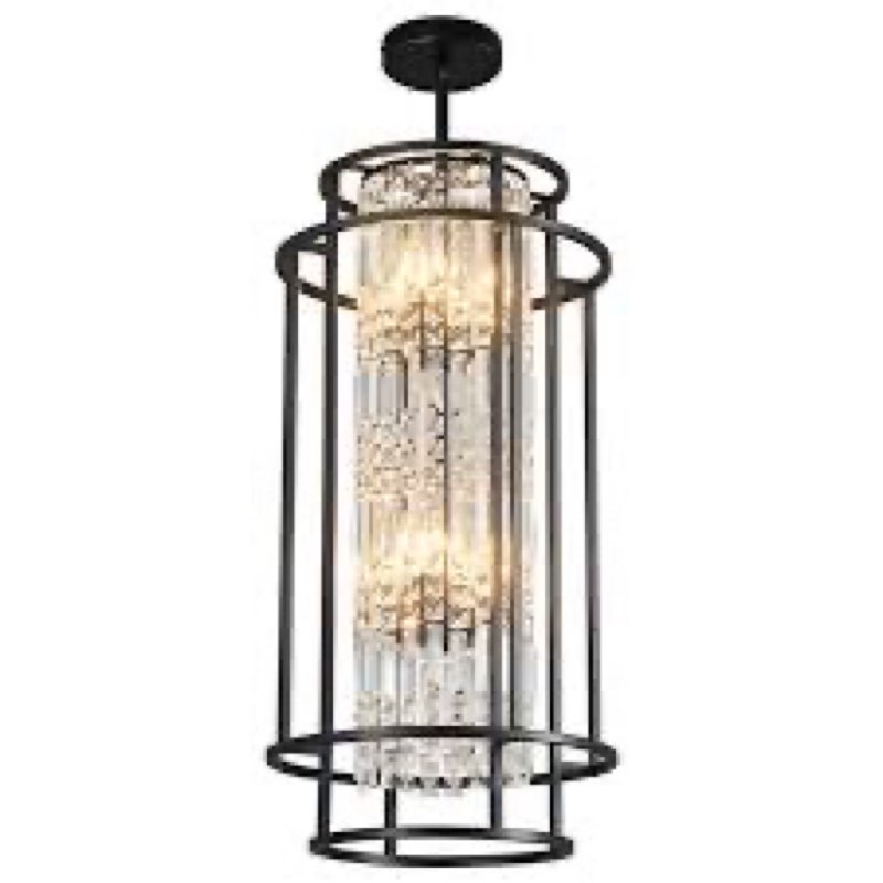 Modern minimalist style Chandelier Black Round Chandeliers Crystal Pendant Lighting for Kitchen Island,Living Room and Dining Room(1 Pack)