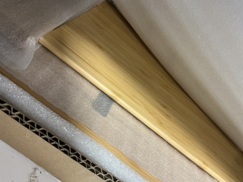 Condition photo showing Good Condition for bamboo dual monitor stand riser natural, 2-tier desk monitor riser for 2 monitors, supports for pc computer monitor, printer, heavy tv riser up to 300 lbs