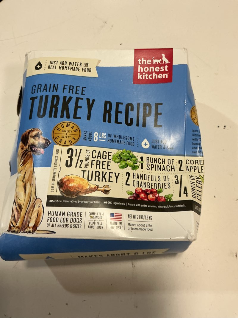 Condition photo showing New/Like New for (best by :07/25/2026) the honest kitchen embark: natural human grade dehydrated dog food  grain free turkey  2 lbs (makes 8 lbs)