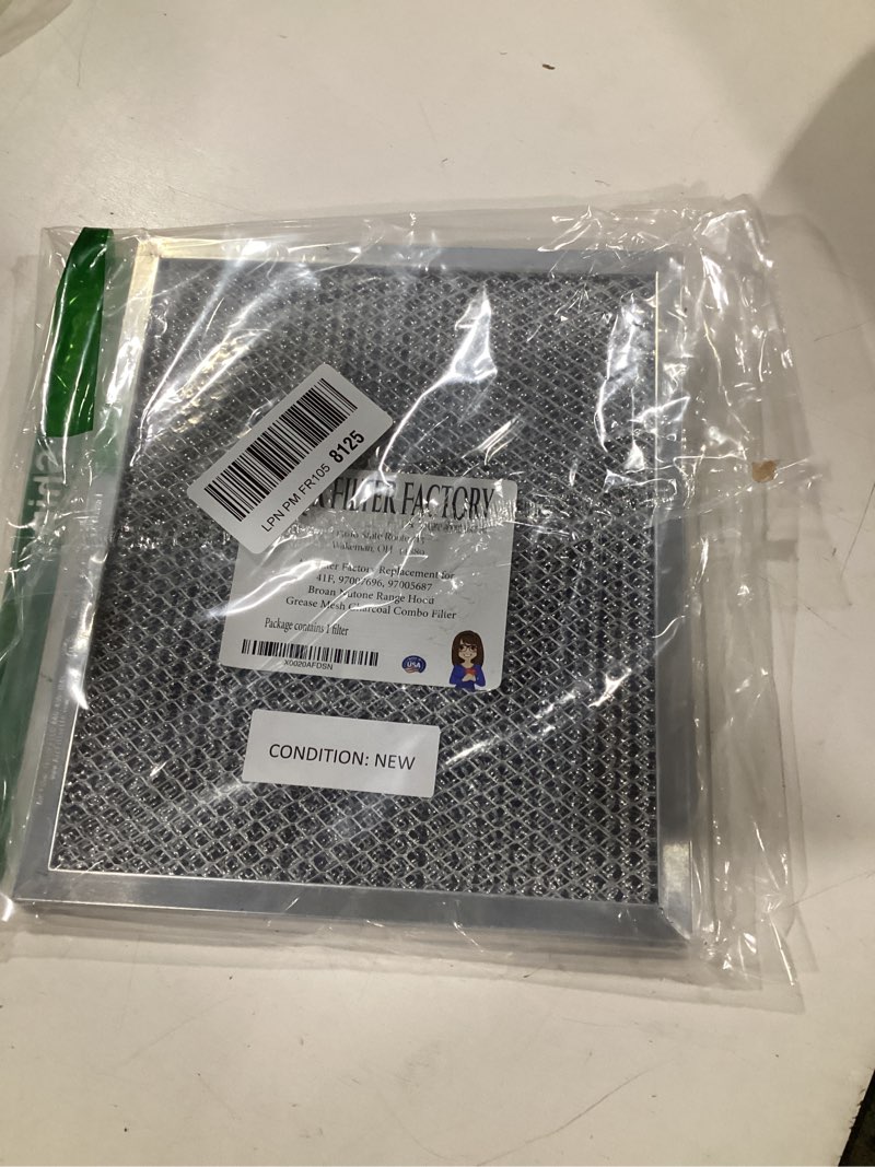Condition photo showing Good Condition for air filter factory range hood filter replacement for 41f, 97007696, 97005687 fits broan nutone ductless exhaust fan filter - 8.75 x 10.5 x .44 inches grease mesh carbon kitchen screen 8.8" x 10.5" x 0.4"