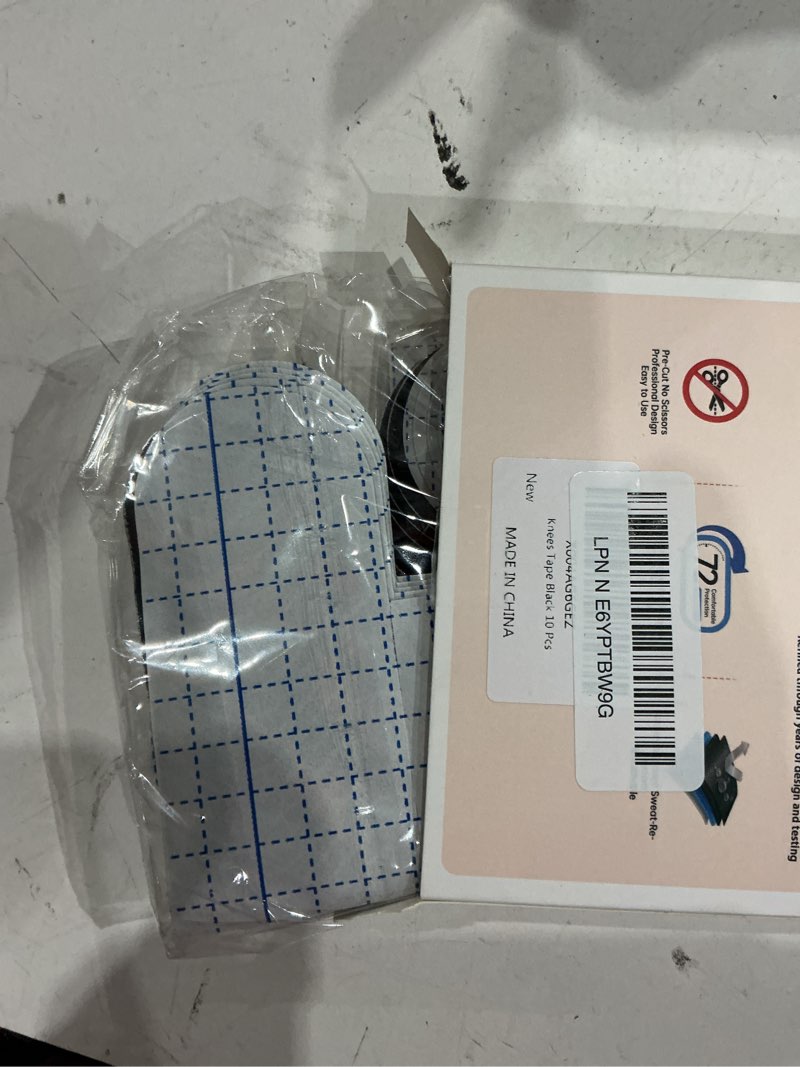 Condition photo showing Good Condition for precut kinesiology tape for knees, 10 pcs - knee support & stability, knee pain relief athletic tape - waterproof & elastic, breathable hypoallergenic latex-free tape, black black 10 pcs