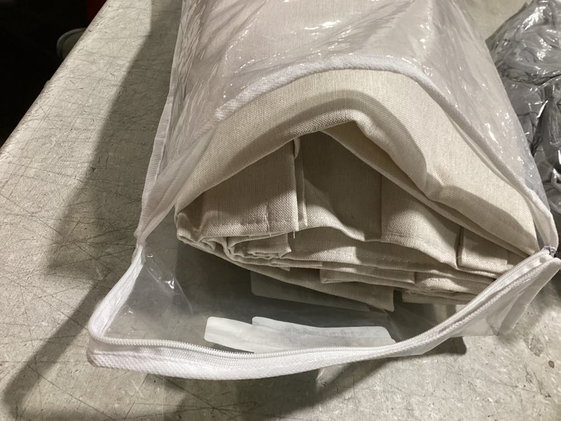 Condition photo showing Good Condition for similar to stock design.. miulee 100% blackout linen textured curtains for bedroom solid thermal insulated natural beige grommet room darkening curtains & drapes luxury decor for living room nursery 52 x 84 inch (2 panels) beige 52\"w x 84\"l (pack of 2)
