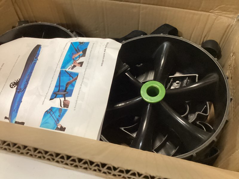 Condition photo showing As Is for ulticor kayak cart, puncture-free wheels assembles and disassembles within seconds – easy to store – no tools required – all-terrain durable kayak and canoe cart with adjustable straps (green - black)