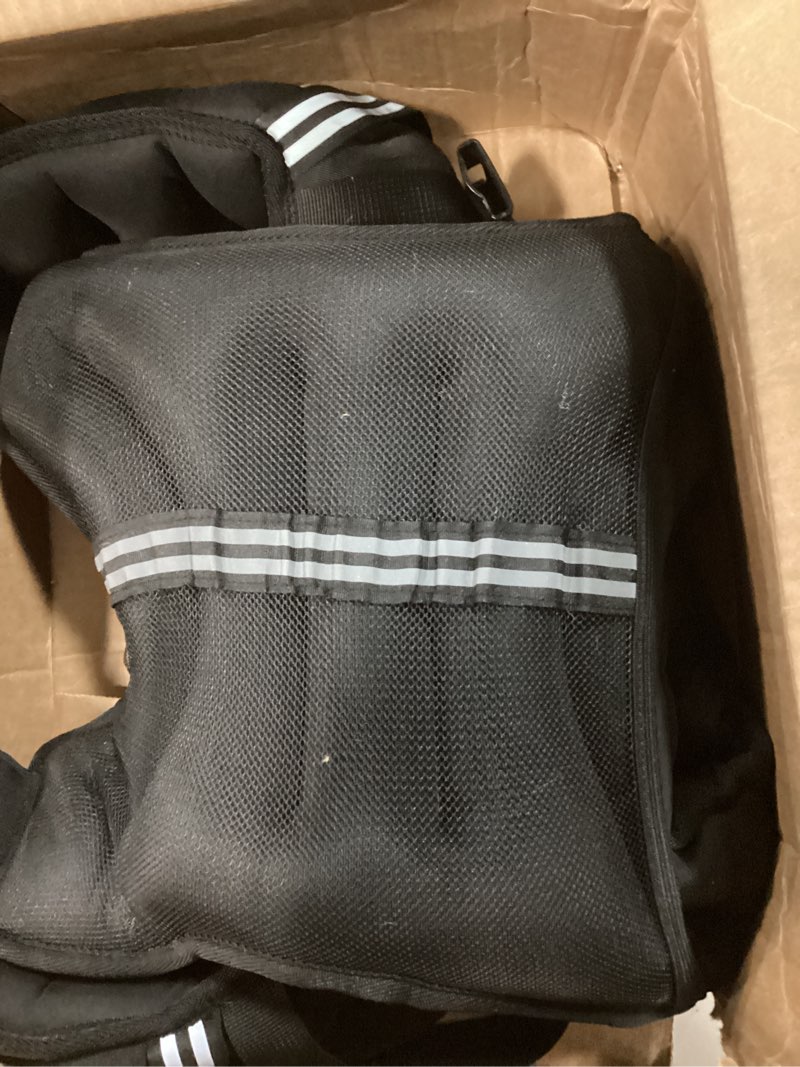 Condition photo showing As Is for zelus weighted vest, 6lb/8lb/12lb/16lb/20lb/25lb/30lb weight vest with reflective stripe for workout, strength training, running, fitness, muscle building, weight loss, weightlifting 12lb black