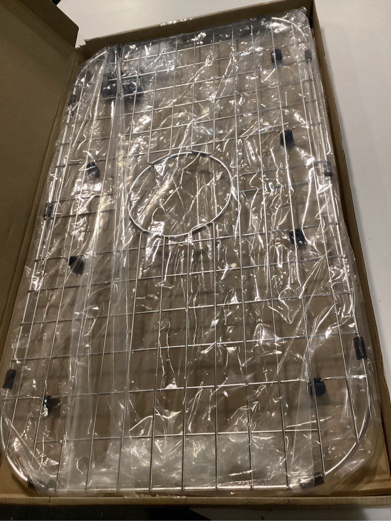 Condition photo showing New/Like New for Serene Valley Sink Protector Grid 26-1/16" x 14-1/16", Centered Drain with Corner Radius 3-1/2", 304 Stainless Steel Material NLW2614C