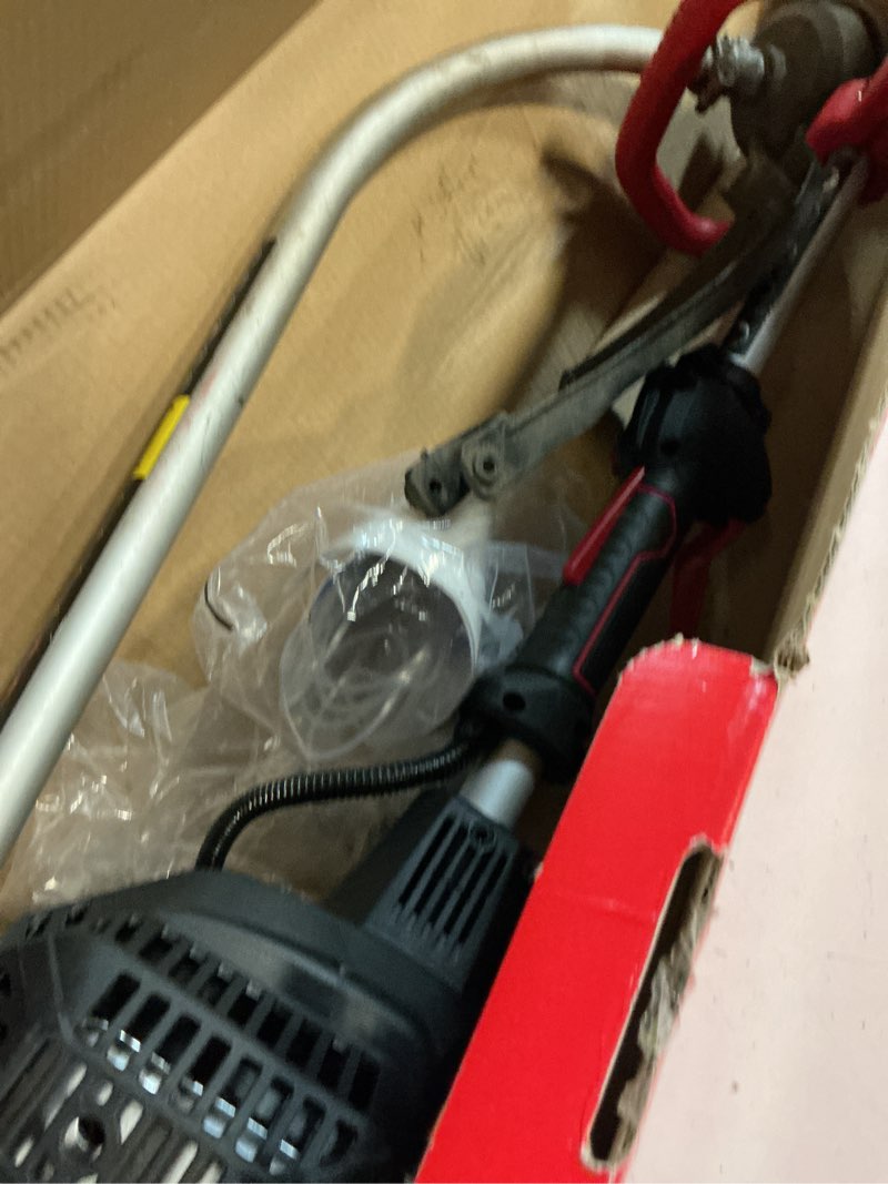 Condition photo showing As Is for hyper tough 17" 26cc 2-cycle gas powered curved shaft string trimmer