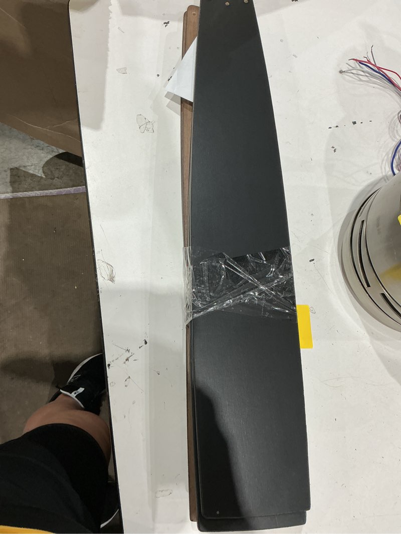 Condition photo showing As Is for 500+ bought last week harbor breeze cogdell 60-in brushed nickel with black/auburn blades adjustable white led