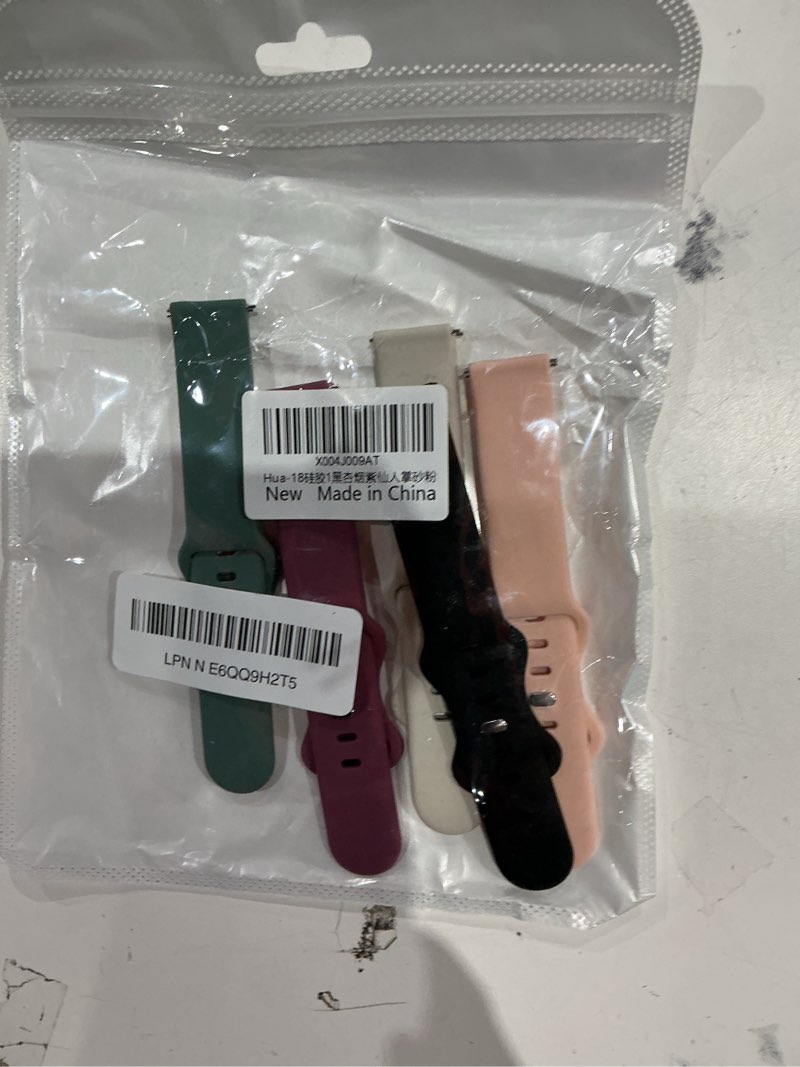 Condition photo showing As Is for 5 pack 18mm silicone watch band compatible with garmin vivoactive 4s/vivomove 3s/venu 3s 41mm/venu 4 41mm/venu 2s/forerunner 255s/265s, quick release soft sport straps for women men black/apricot/smoke purple/cactus/sand powder