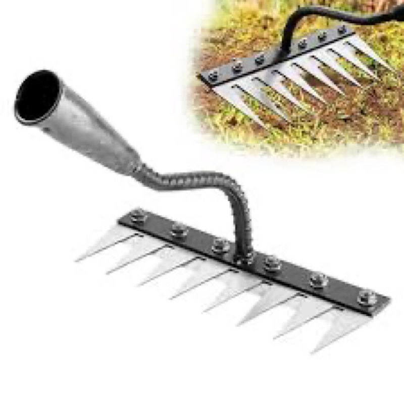 iron rake 2.0 - upgraded iron weeding rake for gardening and weeding, heavy duty carbon steel rakes 