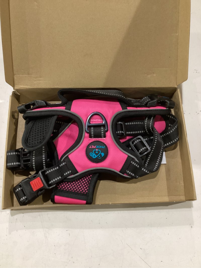 Condition photo showing Good Condition for phoepet reflective dog harness large breed adjustable no pull vest with handle 2 metal rings 3 buckles [easy to put on & take off](l, pink) large pink