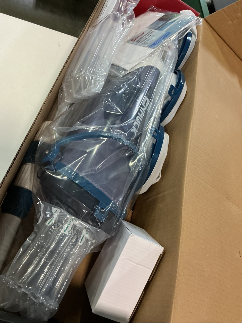 Condition photo showing Good Condition for pool vacuum for above ground pool with a telescopic pole, running time up to 1h, handheld rechargeable pool cleaner with powerful suction up to 18.5 gallons/min, ideal for leaves & debris, pc10 pc10 blue