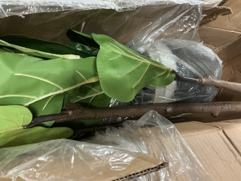 Condition photo showing As Is for pertivery artificial fiddle leaf fig tree 6ft, large faux plant fake ficus lyrata silk trees with pot for indoor outdoor house living room office home decor
