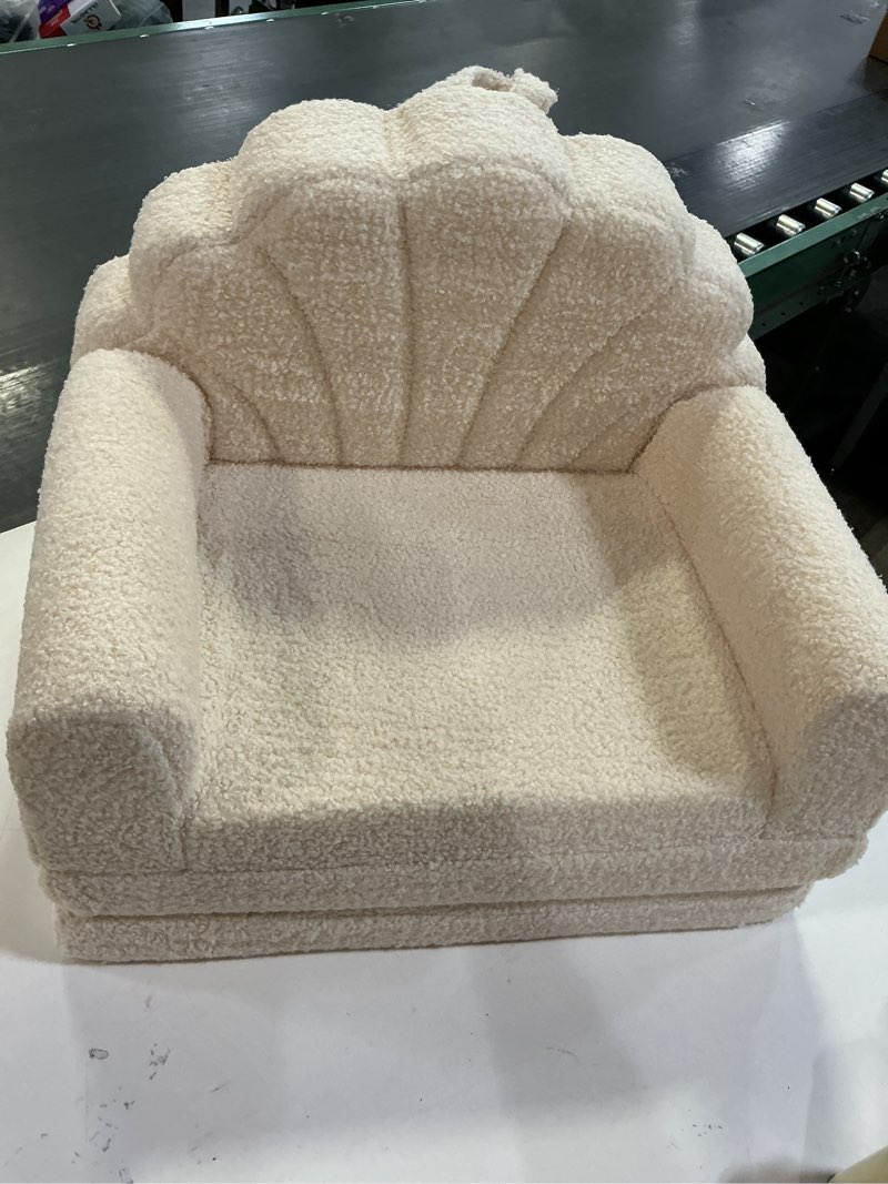 Condition photo showing Good Condition for Blissful Diary Kids Couch, 2-in-1 Soft Toddler Couch Fold Out, Toddler Chair Comfy, Convertible Sofa to Lounger, Kids Furniture for Playroom, Gift for Birthday, Children's Day, Beige Shell Shell Beige