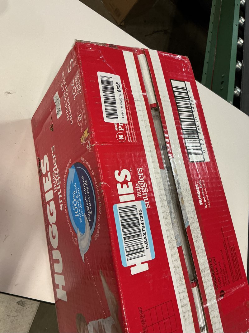 Condition photo showing New/Like New for huggies size 5 diapers, little snugglers baby diapers, size 5 (27+ lbs), 104 count, packaging may vary size 5 104