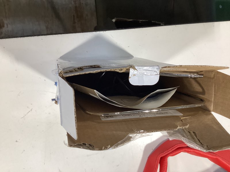 Condition photo showing As Is for onn indoor tv antenna with easy adjust, 20 miles range, includes coaxial cable, supports nextgen tv, 4k/8k hd, uhf and vhf
