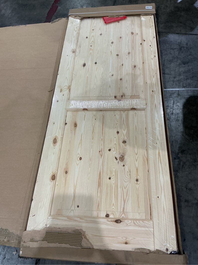 Condition photo showing Good Condition for 30in x 80in sliding barn wood door,interior doors,diy assemblely,solid natural spruce panelled slab,easy install,apply to rooms & storage closet,h-frame 36\\\\\\\\\\\\\\\"x84\\\\\\\\\\\\\\\" door