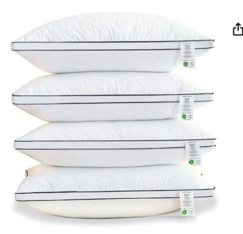 Bed pillows Reversible Queen Size Set of 4, Firm on One Side, Soft on the Other, Luxury Hotel Qualit