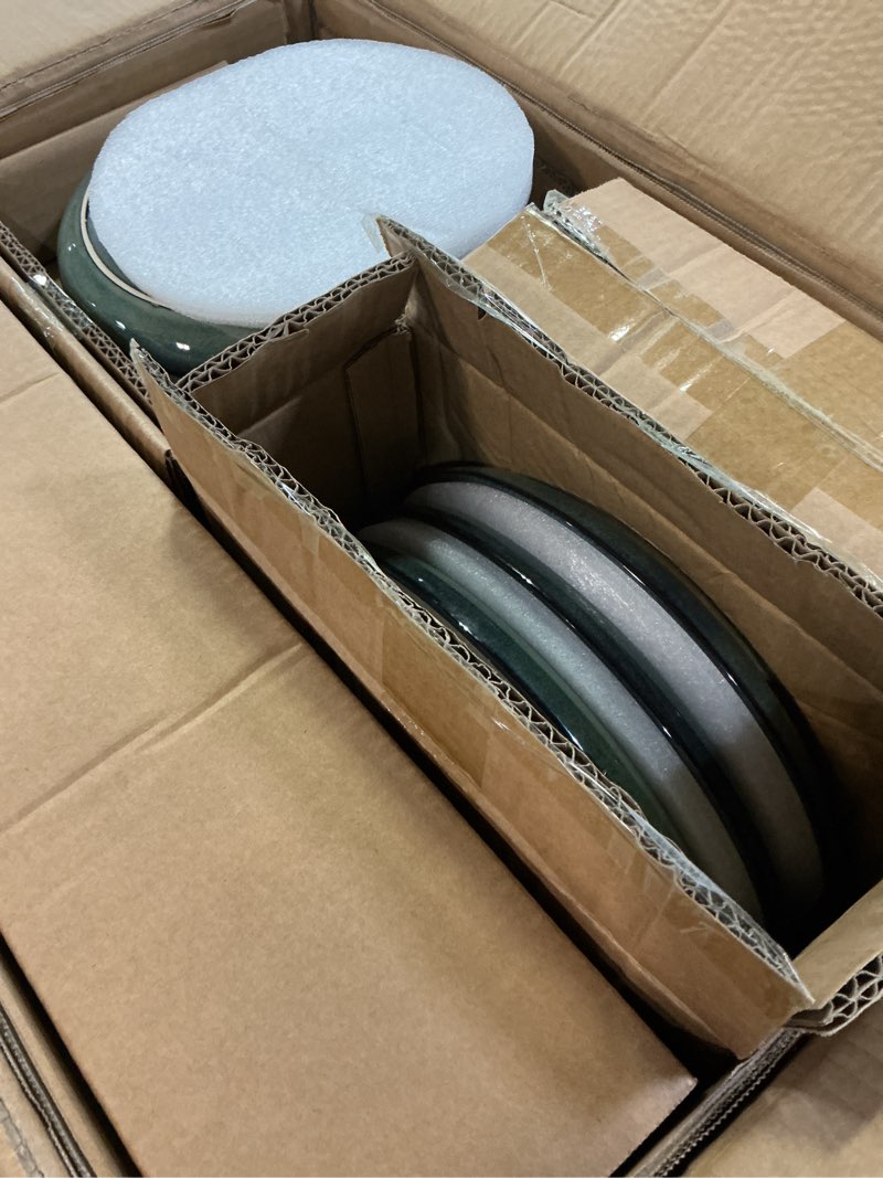 Condition photo showing New/Like New for vancasso Starry Plates and Bowls Sets for 6, 24 Pieces Dinnerware Sets, Green Reactive Glaze Dishes Sets for Kitchen, Scratch Resistant Stoneware Dishes Set, Dishwasher and Microwave Safe 24 Pieces(Service for 6) Green