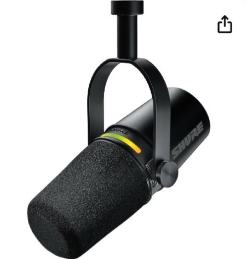 Shure MV7+ Dynamic Microphone – USB-C & XLR Podcast Mic for Streaming, Recording & Broadcasting, OBS Certified, Auto Level Mode, Digital Pop Filter, LED Panel, Black