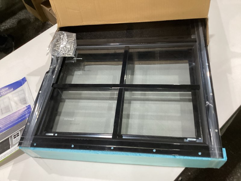 Condition photo showing New/Like New for 2 Pack Shed Window 18"X27" Black Flush Mount Household Windows with Tempered Glass and Fiberglass Screen for Shed Chicken Coop Playhouse and Garage 2PCS-18X27'' Black