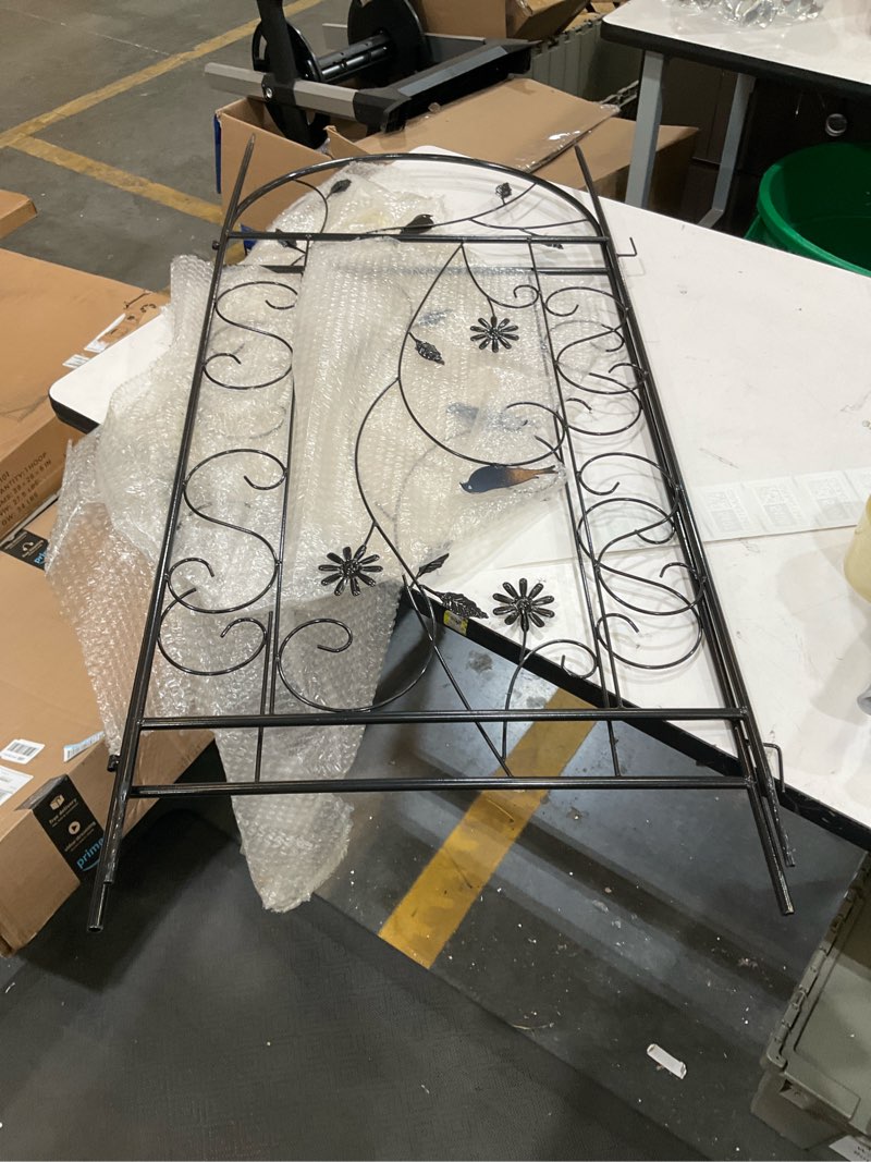 Condition photo showing Good Condition for metal garden trellis for climbing plants, 86.5" x 19.7" metal plant trellis outdoor, black iron garden trellis, clematis rrellis outdoor, arched decoration suitable for courtyards, lawns, gard black 1 pack - arched - 86.5" x 19.7"