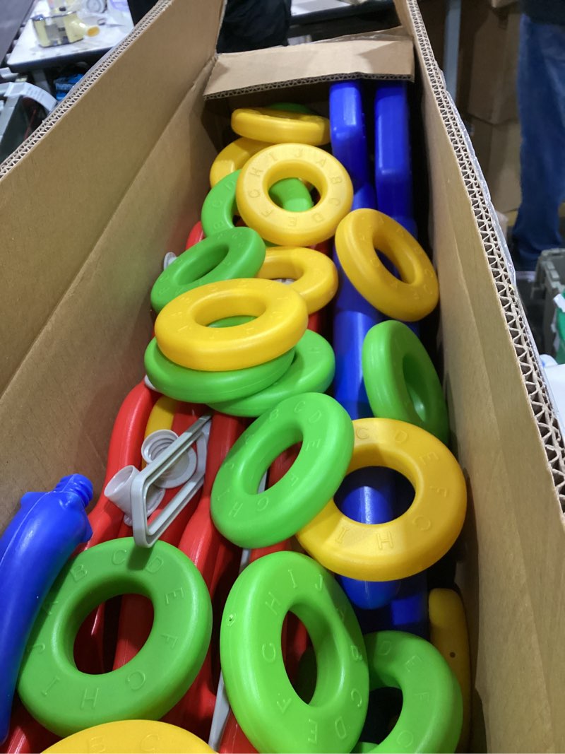 Condition photo showing As Is for Giant 4 Row Game with Carrying Bag and Mesh Fabric .Giant 4-to-Score Game Set Suitable for Indoor and Outdoor Holiday Parties and Family Gatherings.? Blue red?