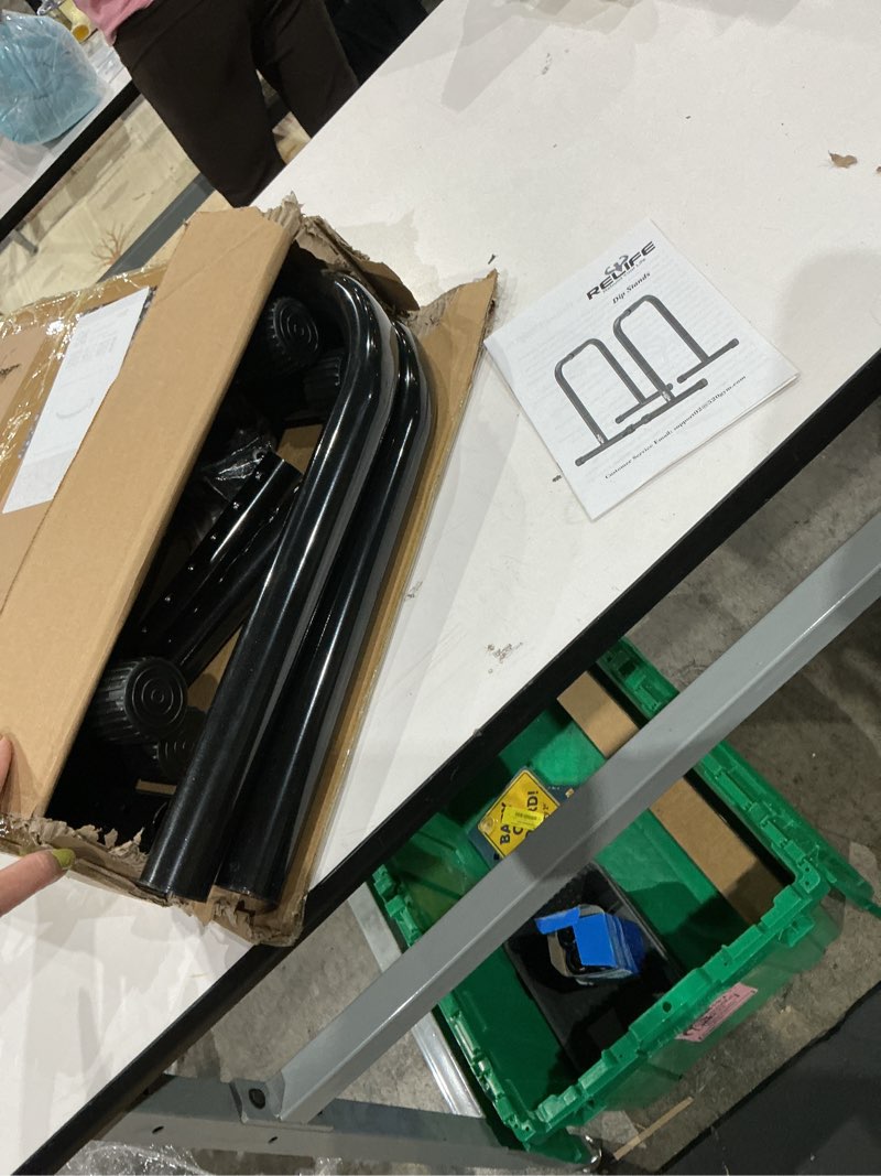 Condition photo showing Good Condition for relife rebuild your life dip station functional heavy duty dip stands fitness workout dip bar station stabilizer parallette push up stand black