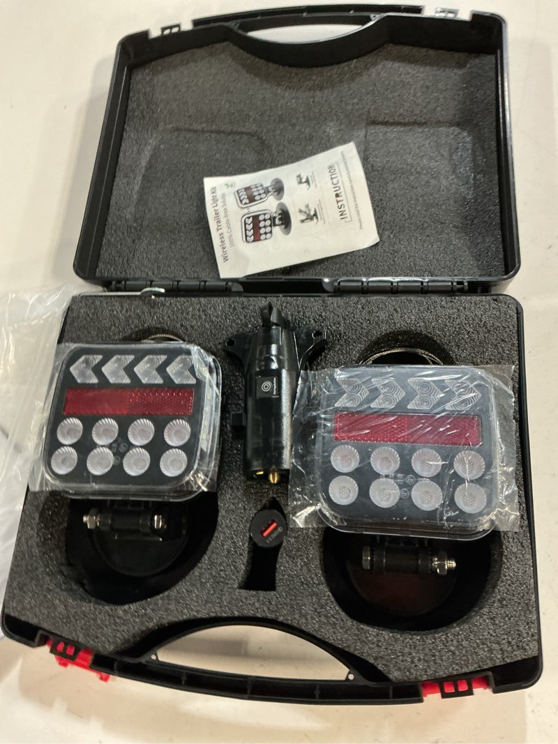 Condition photo showing New/Like New for wireless trailer lights magnetic – upgraded 2.4ghz transmission with strobe mode reverse lights multifunction towing lights kit for trucks, boat, rv, vehicle, caravan 4.39in*4.16in