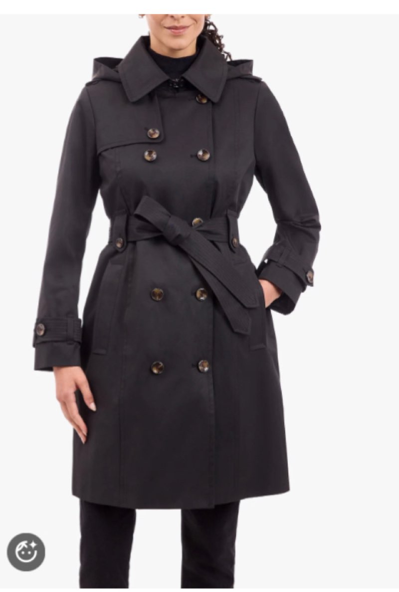 London Fog Women's Double Breasted Trenchcoat, Black, L