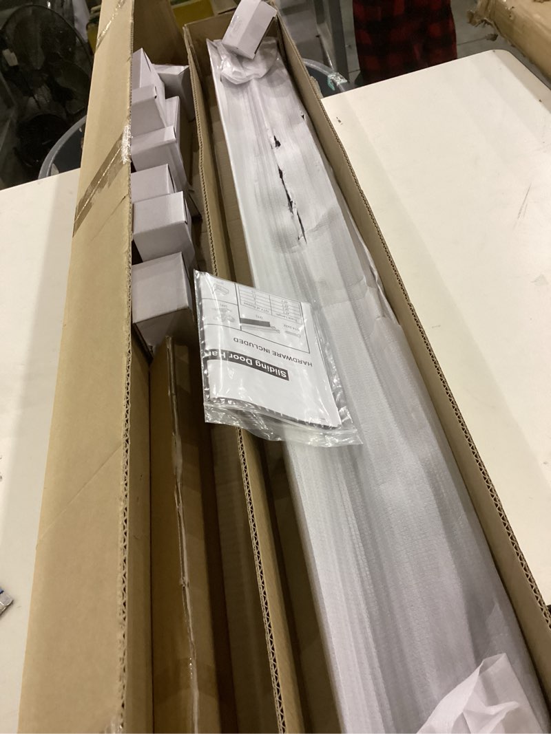 Condition photo showing Good Condition for 4FT Bypass Door Hardware, Closet Door Track Kit, Top-Mounted Style, Made of Heavy Duty Aluminum, Smoothly and Quietly, for 2 Doors System - Fit Min Door Panel Width of 24.5in, Black 4FT Black