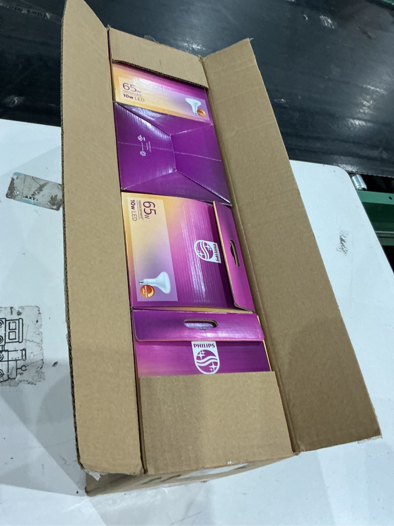 Condition photo showing Good Condition for philips led 65w br40 4-pack ultra definition soft white (2700k) 800 lumen (10w = 65w) dimmable frosted flicker-free light bulbs soft white (2700k) 4 count (pack of 1)