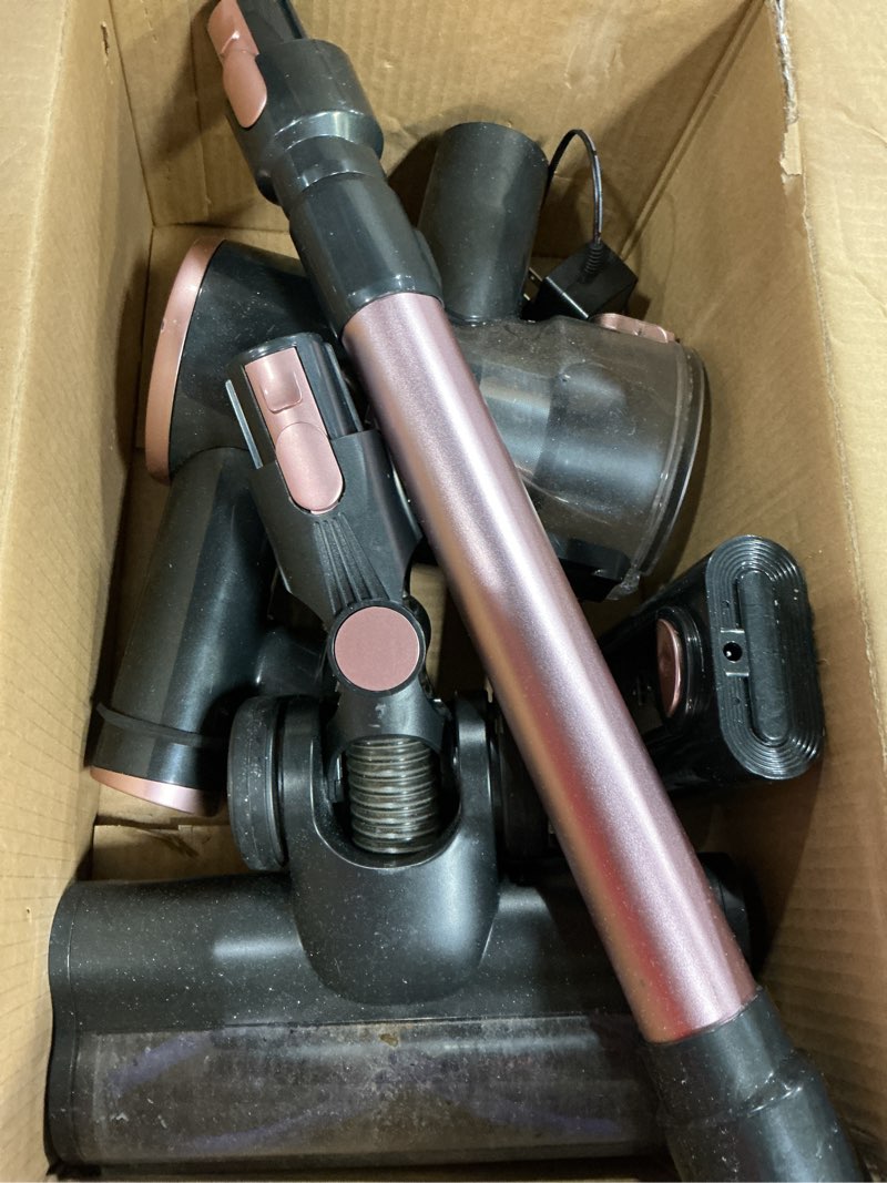 Condition photo showing As Is for Cordless Vacuum Cleaner, 38Kpa Vacuum Cleaners for Home, 60Mins Lightweight Stick Vacuum with LED Display, Anti-Tangle & Wall Mount , 8 in 1 Lightweight Vacuum for Hard Floors Carpet Pet Hair, Pink