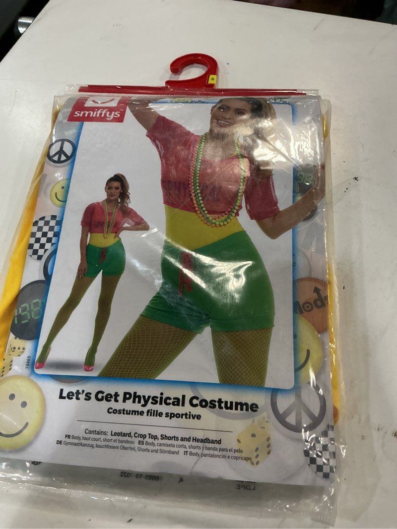 Condition photo showing New/Like New for (size:s)smiffys women's let's get physical girl costume s - us size multi-colour