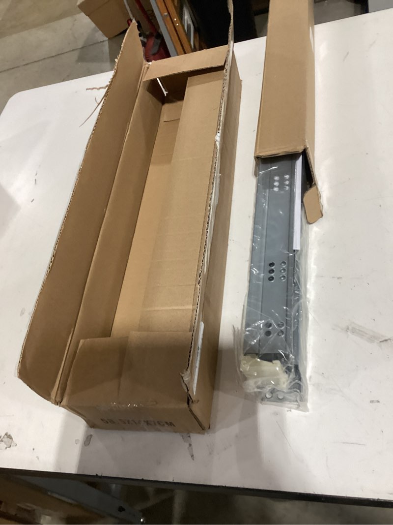 Condition photo showing As Is for knobonly 2 pairs 18" soft close drawer slides, undermount full extension under mount drawer sliders, zinc plated with mounting hardware, 85lb heavy duty for cabinet upgrade 18 inch soft close - 2 pairs
