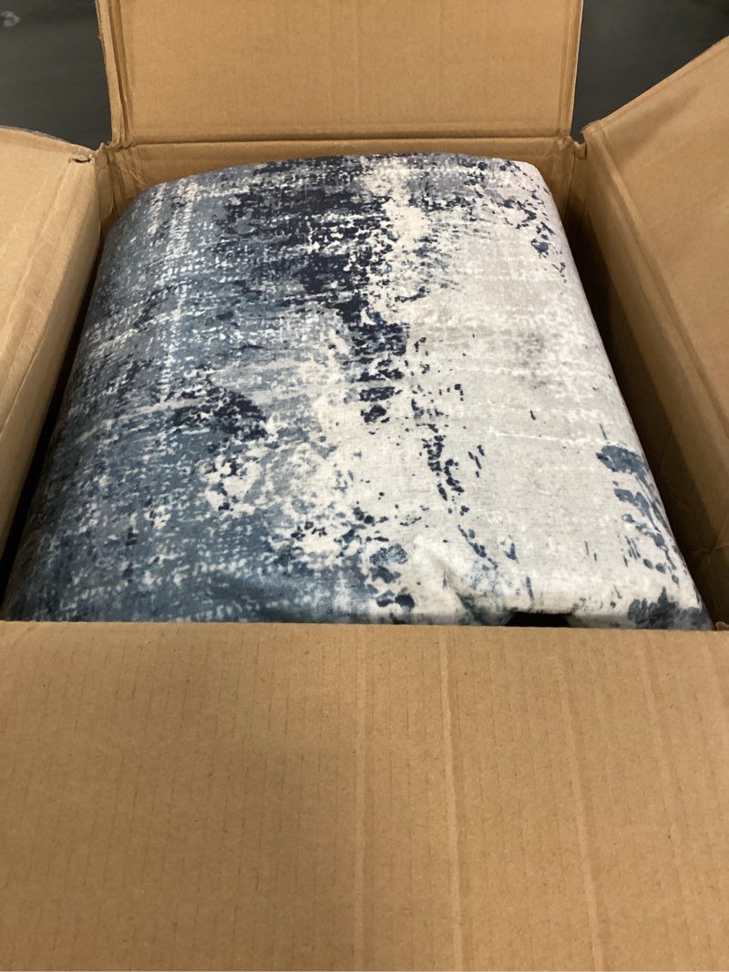 Condition photo showing Good Condition for AMADA HOMEFURNISHING 8x10 Area Rugs for Living Room, Modern Washable Rug with Non-Slip Backing & Low Pile, Large Rug with Abstract Print Pattern for Bedroom, Dinning Room,Home Office, Dark Blue Dark Blue 8' x 10' (Rectangular)
