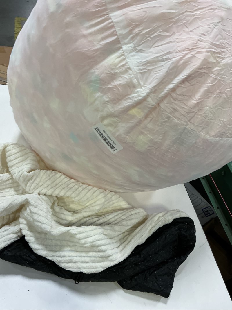 Condition photo showing As Is for Pouf Ottoman Stuffed Round Modern Foam Filled Foot Rest Corduroy Poufs for Living Room Chair Decorative 20 X 15 Inches Fluffy Pouf Foot Stool Storage Ottoman, Beige Beige 20 Inch